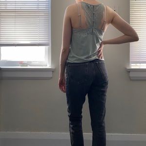 Vero Moda mint green tank with cute lace back and button detail